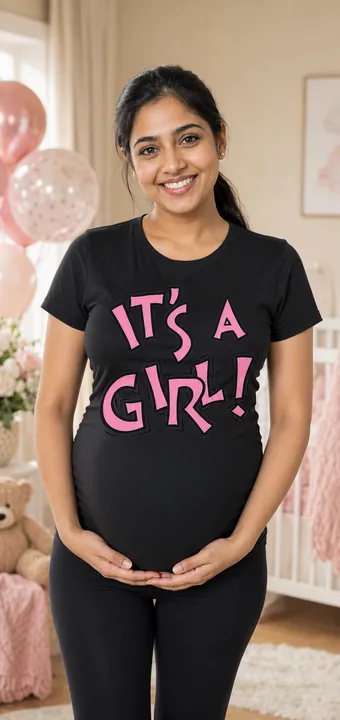 It's A Girl! artwork on a T-shirt