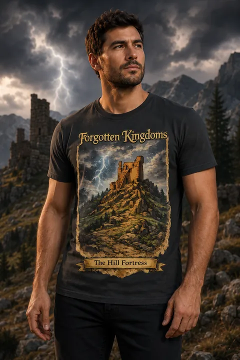 The Hill Fortress artwork on a T-shirt