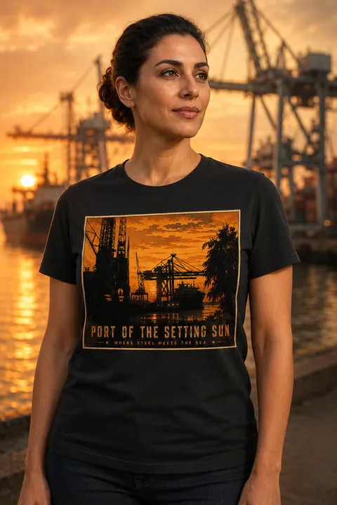 Port of the Setting Sun artwork on a T-shirt